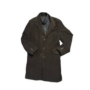 Massimo Dutti Men Brown Overcoat Coat Sz 42 ExtraFine Cotton Removable Vest